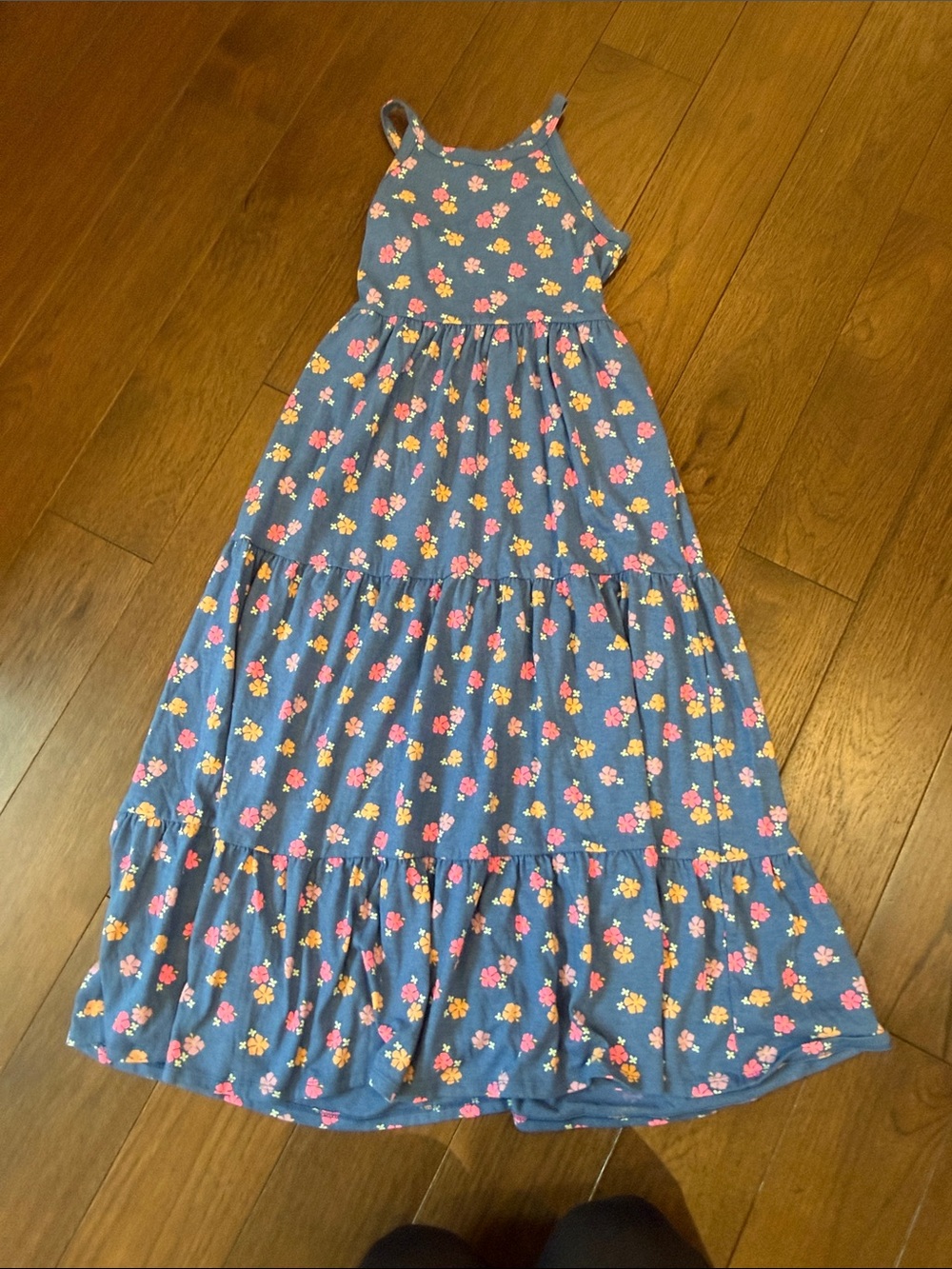 Cat & Jack Blue Floral Maxi Dress with Pink & Yellow Size Large 10/12 - C46-023